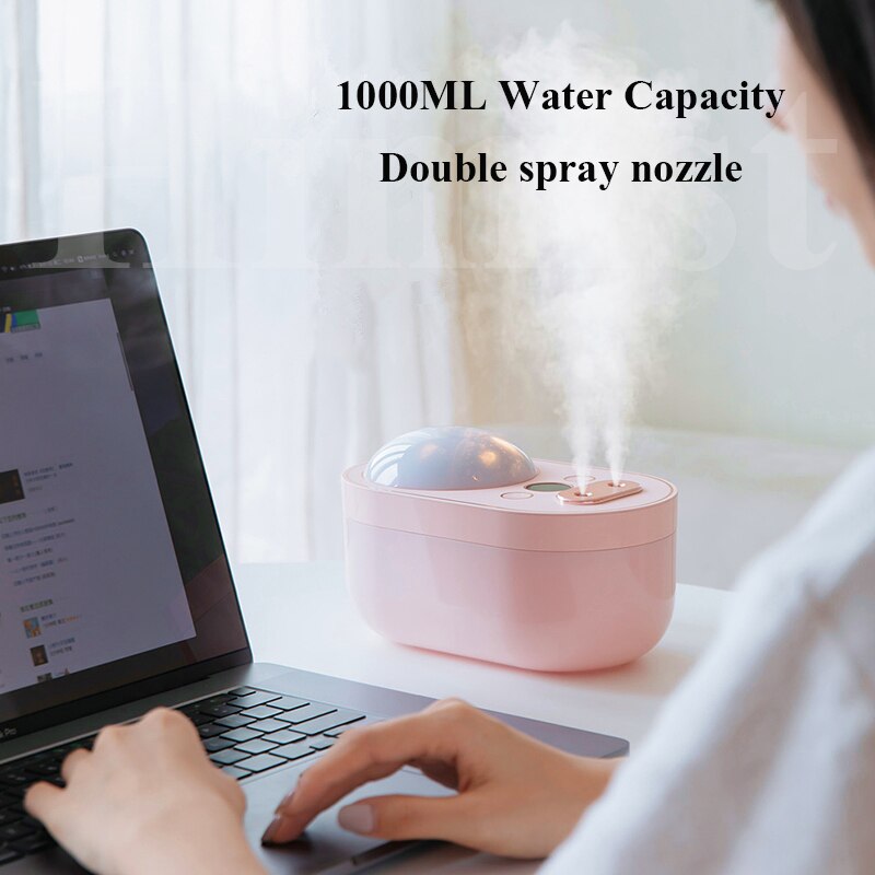 Light Air Humidifier Dual Nozzle 4000mAh Rechargeable Himidifier