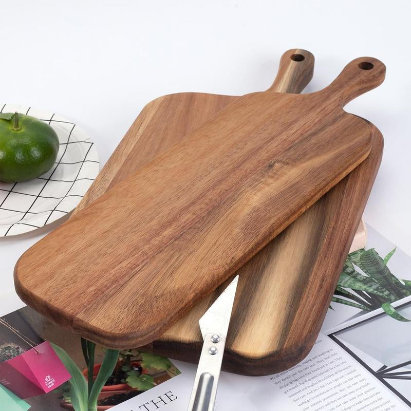 Wooden Cutting Board with Handle, 1 Count Kitchen Household Serving Board, Wooden Cheese Board, Charcuterie Board for Bread Fruit