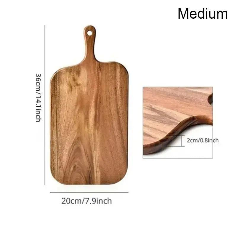 Wooden Cutting Board with Handle, 1 Count Kitchen Household Serving Board, Wooden Cheese Board, Charcuterie Board for Bread Fruit