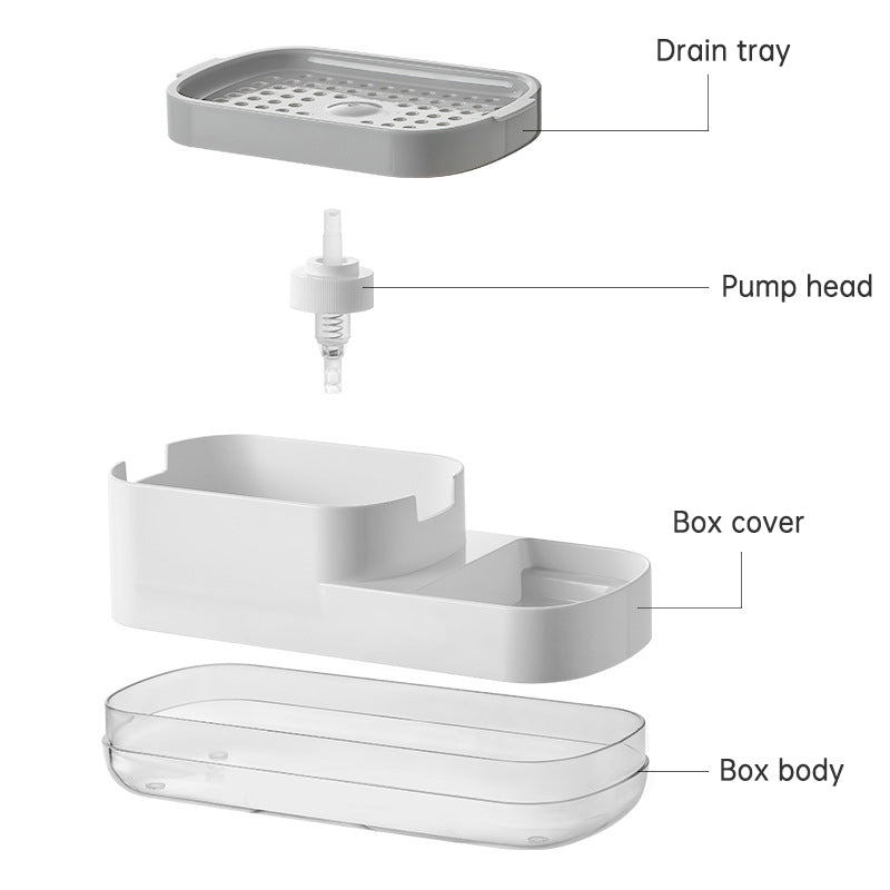 Press Dish washing Liquid Dispenser Storage Box Sponge
