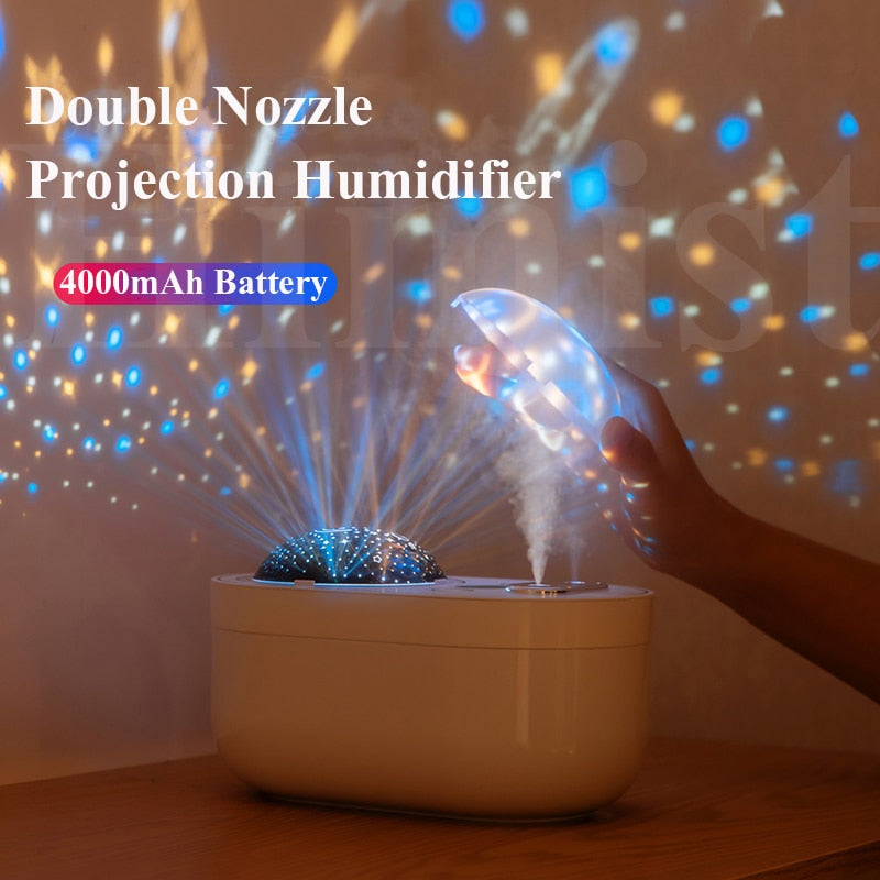 Light Air Humidifier Dual Nozzle 4000mAh Rechargeable Himidifier