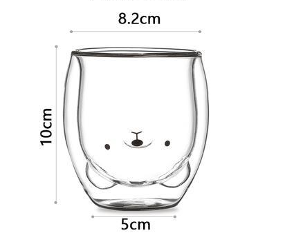 Transparent double layer glass cup