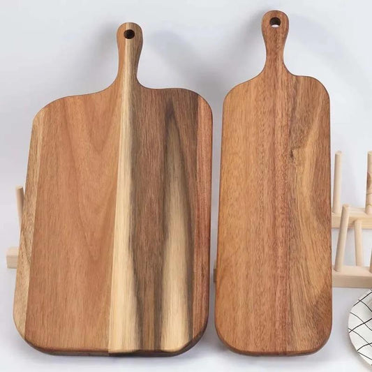 Wooden Cutting Board with Handle, 1 Count Kitchen Household Serving Board, Wooden Cheese Board, Charcuterie Board for Bread Fruit