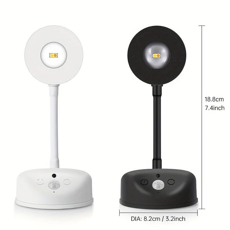 Wireless rechargeable motion sensor LED wall lamp in white and black.