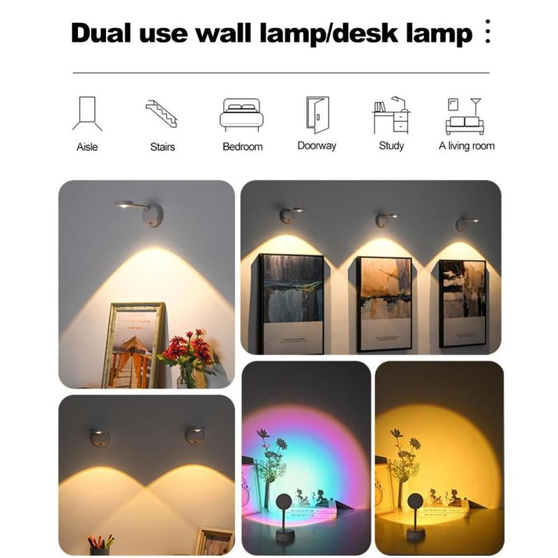 Wireless rechargeable motion sensor LED wall light for versatile room illumination.