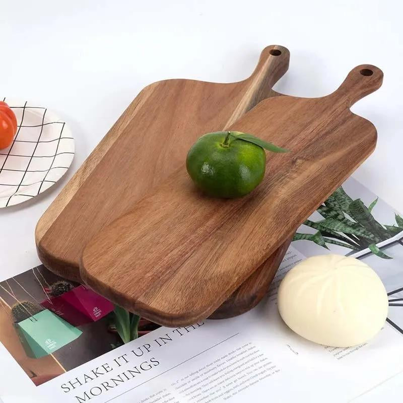 Wooden Cutting Board with Handle, 1 Count Kitchen Household Serving Board, Wooden Cheese Board, Charcuterie Board for Bread Fruit